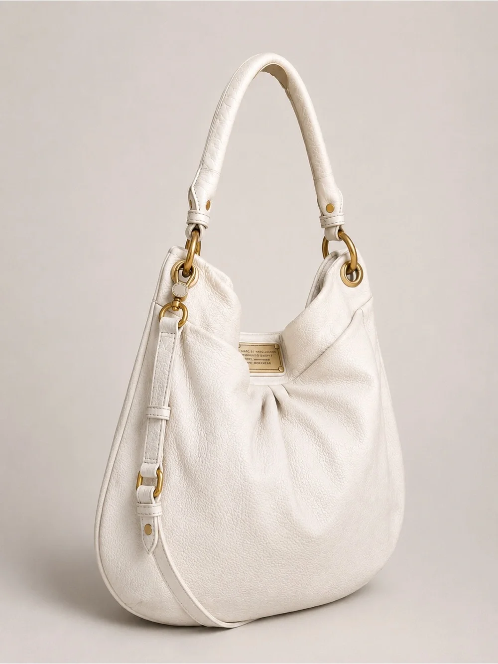 Marc by Marc Jacobs Standard Supply Workwear Hobo White Pebbled Leather Bag